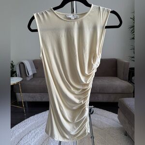 Marina Moscone Cream Sleeveless Ruched Draped Top Size Small